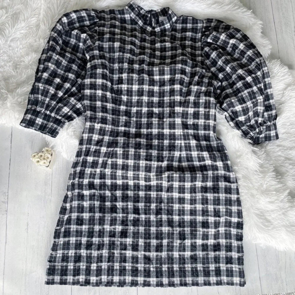GANNI Houndstooth Black & White Cute Checkered Dress - Picture 5 of 16